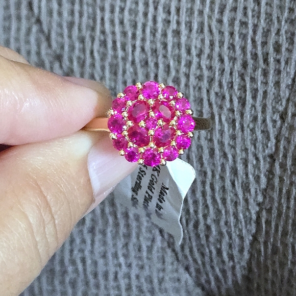Shivam Lab🧪 Created Pink💕 Ruby Floral🌸 Cluster Ring💍 - NWT - Picture 16 of 16